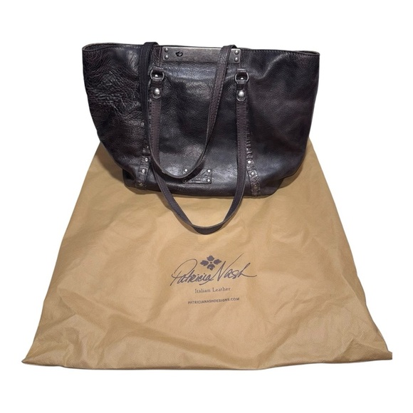 Patricia Nash Black Leather Tote or Laptop Bag - Picture 5 of 16